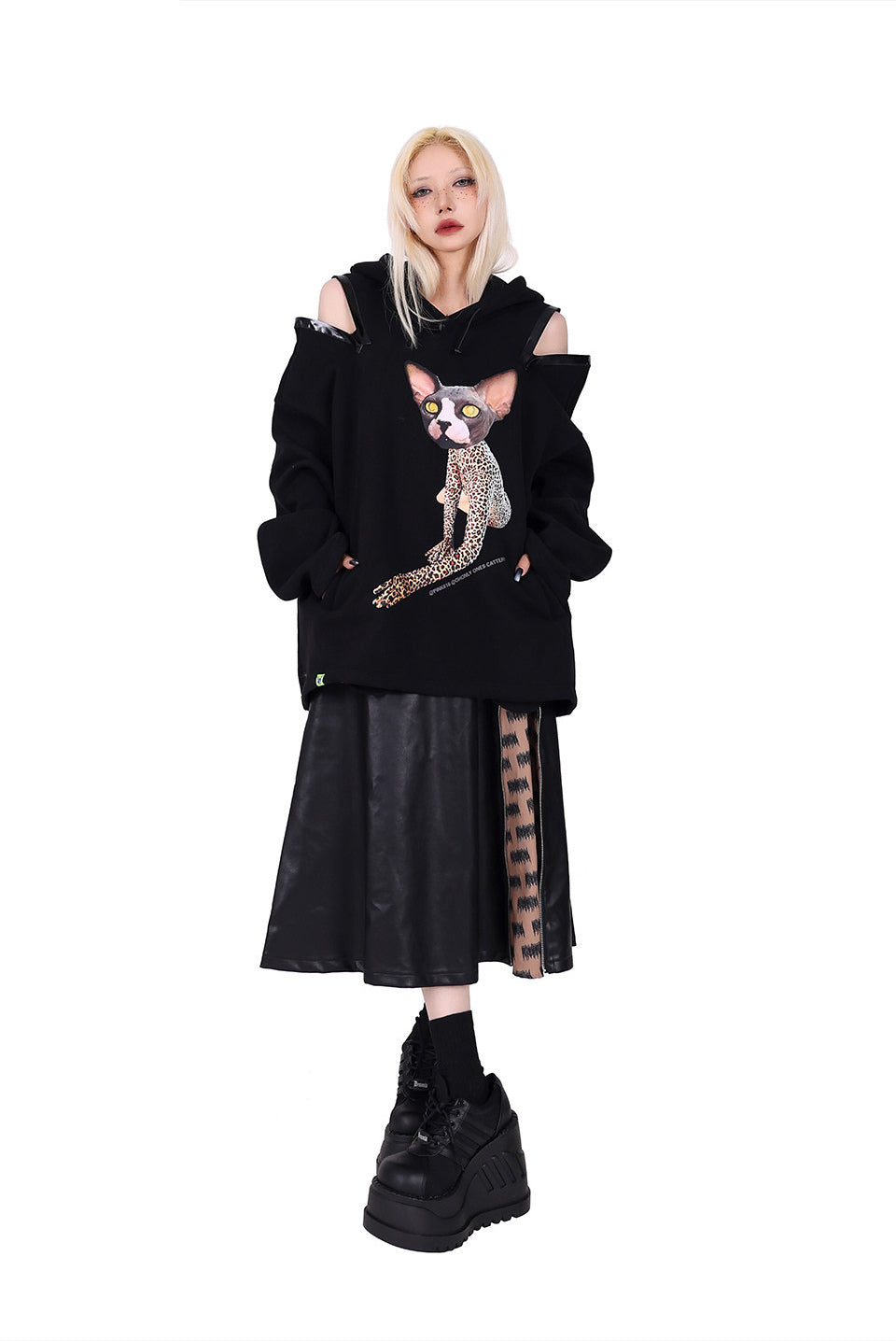 PINKSPINK EXHIBITION CORE zip A-line midi skirt — alternate angle showing the shape and finish
