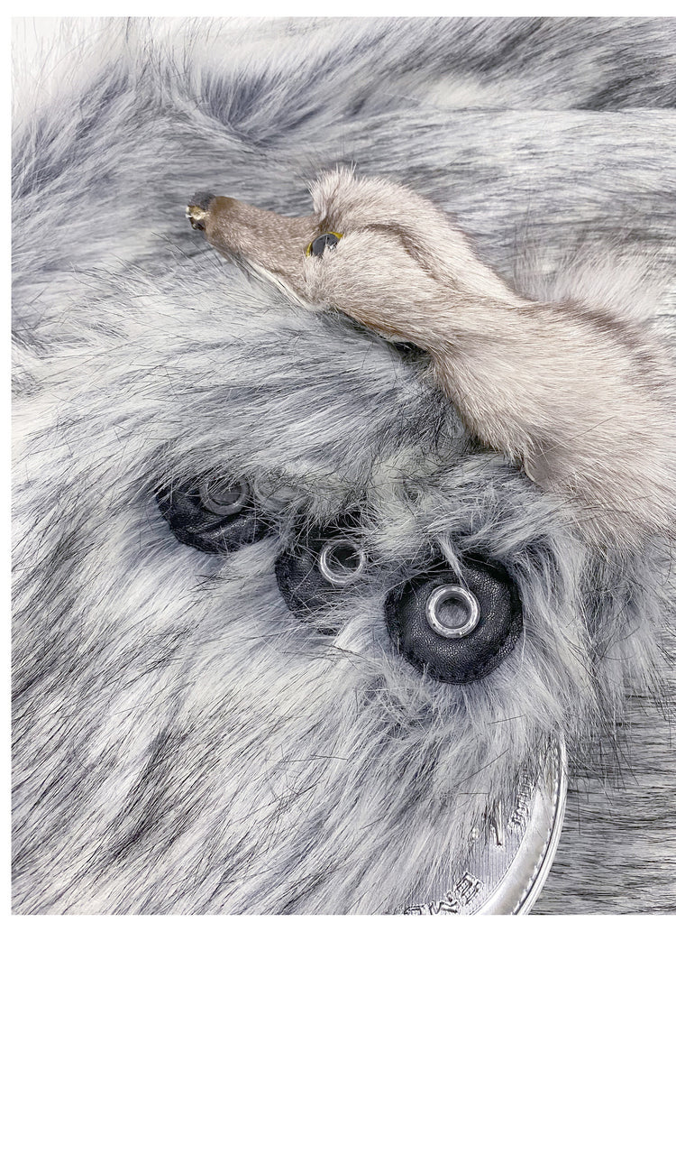 EMBRYO ANIMAL SHELL hooded faux-fur jacket material and fastening detail