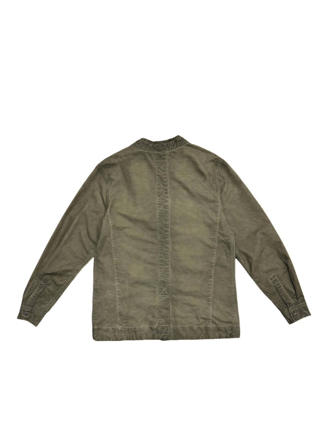 GAIA gravel brown open-collar technical robe — gravel brown back flat lay showing geometric panel seams