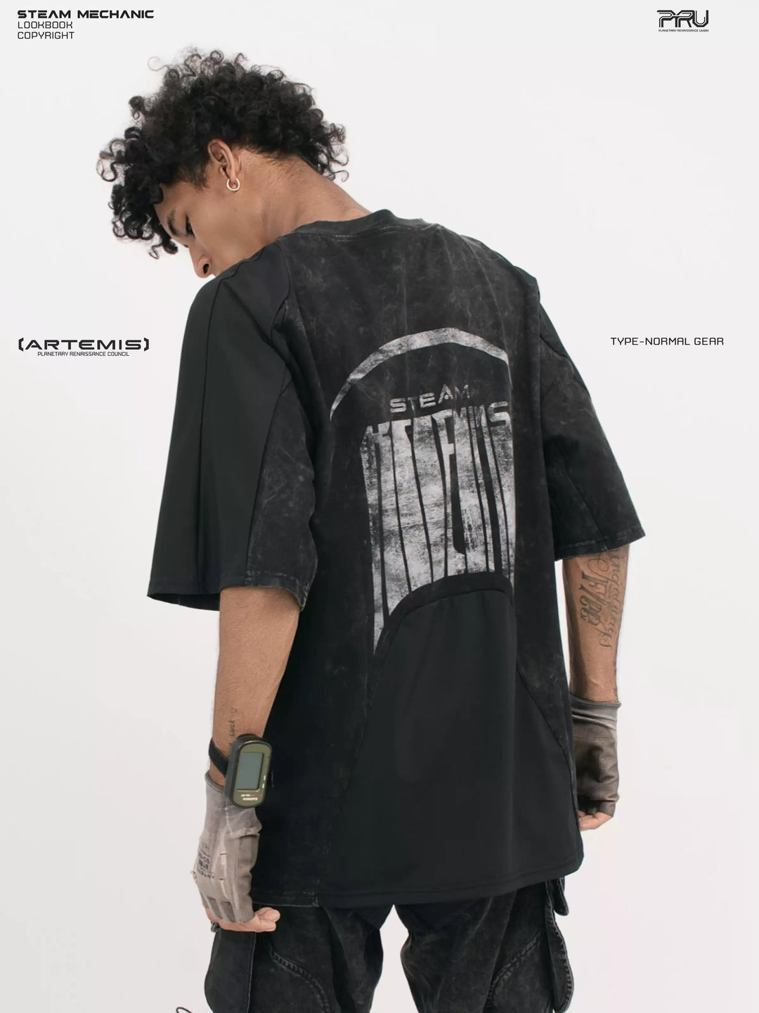 STARCORE black tortoise velcro mesh tee — rear close-up showing back construction