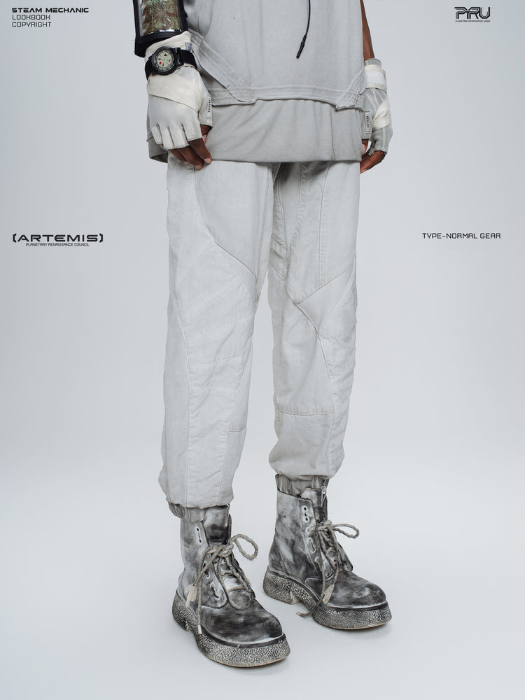 AEGIS eris white cropped moto riding pants — three-quarter front modeled view