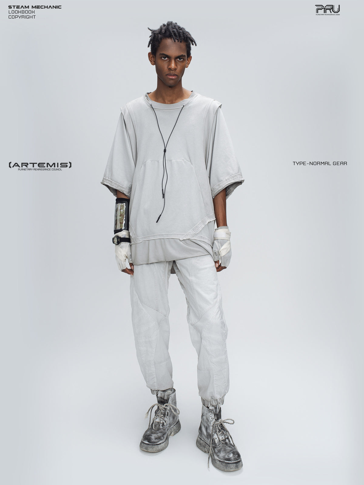 AEGIS eris white cropped moto riding pants — full-body front modeled view