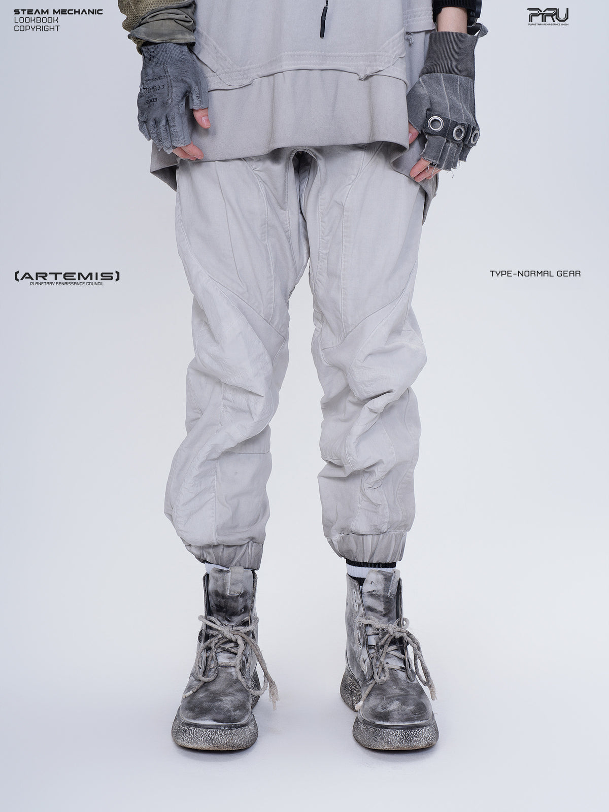 AEGIS eris white cropped moto riding pants — front modeled close-up on the alternate model