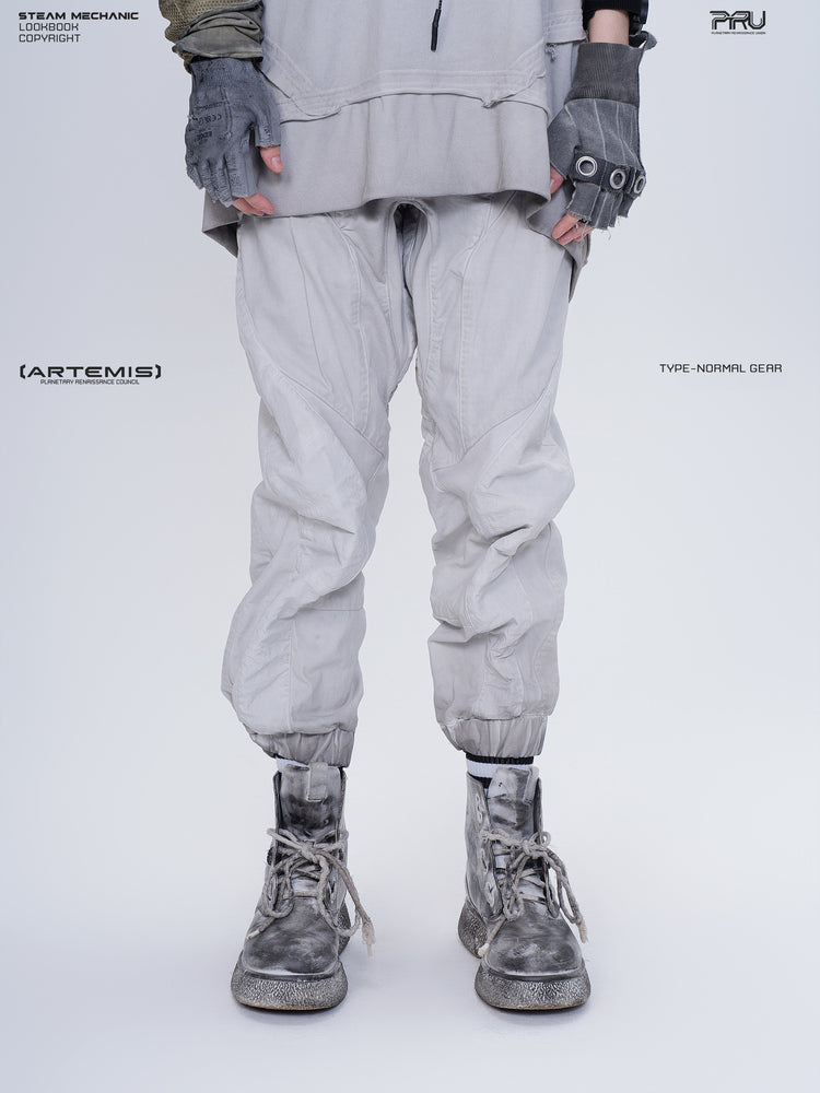 AEGIS eris white cropped moto riding pants — front modeled close-up on the alternate model