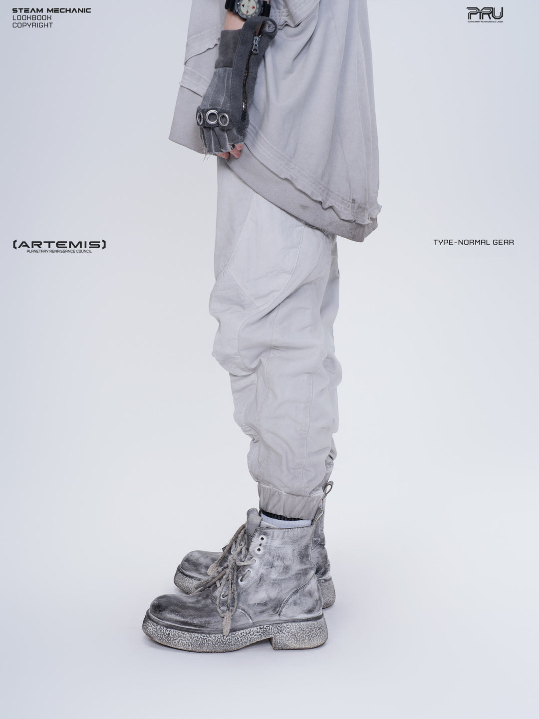 AEGIS eris white cropped moto riding pants — side modeled close-up showing articulated leg seams