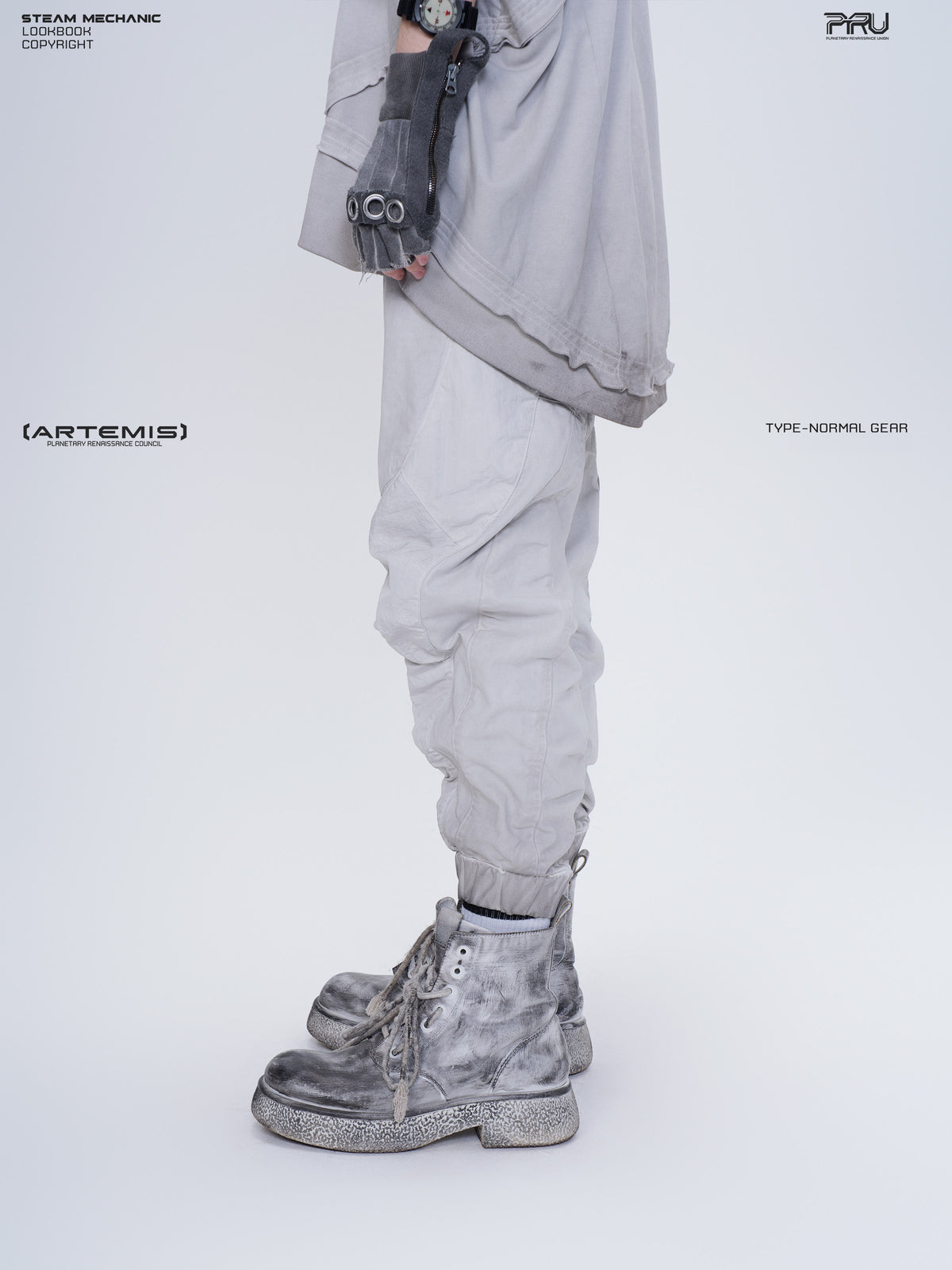 AEGIS eris white cropped moto riding pants — side modeled close-up showing articulated leg seams