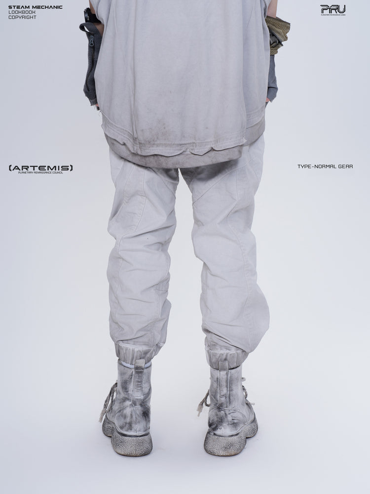 AEGIS eris white cropped moto riding pants — back modeled close-up on the alternate model