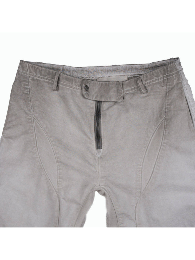 AEGIS eris white cropped moto riding pants — waist and zipper-fly detail with slanted front pockets