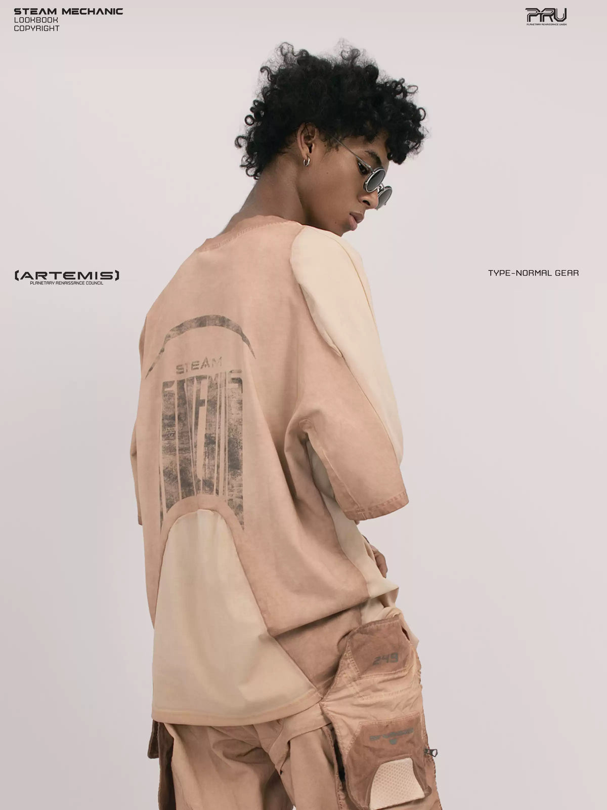 VOID soft dawn orange breathable technical tee — rear close-up showing back panel and logo