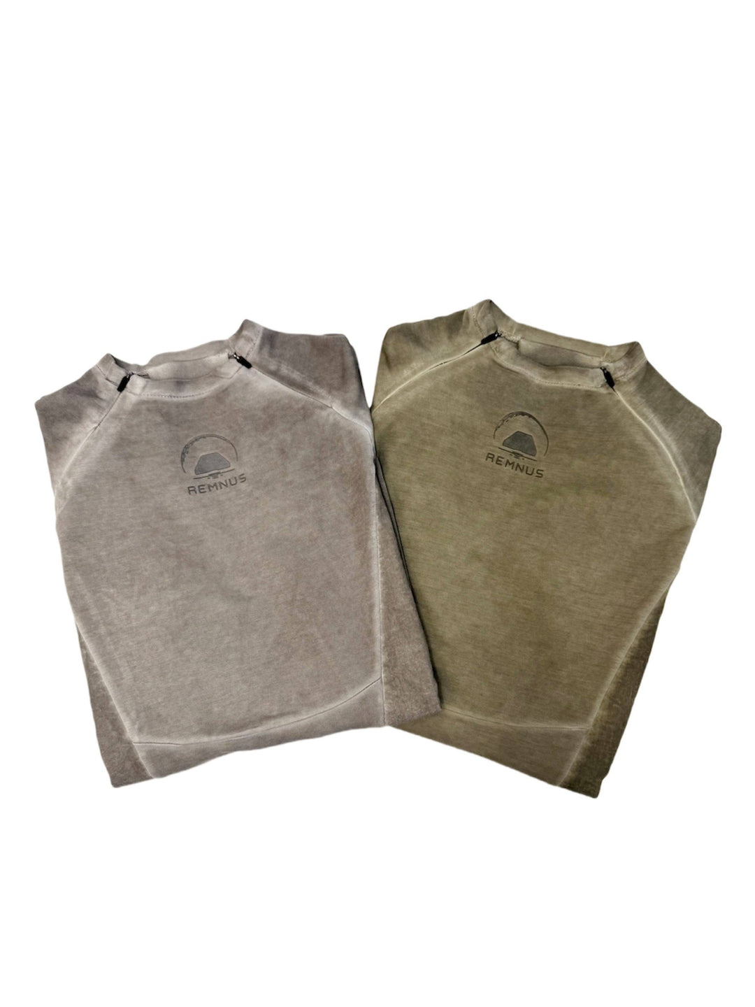 TWIN STAR lunar soil teal stretch riding base-layer top — folded garment-only comparison of the gray and teal colorways