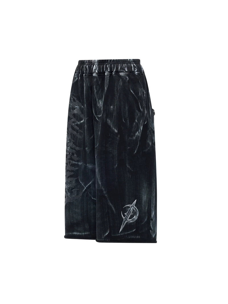 PINKSPINK ELECTRIC MOON coated cropped wide-leg pants — black solo product view