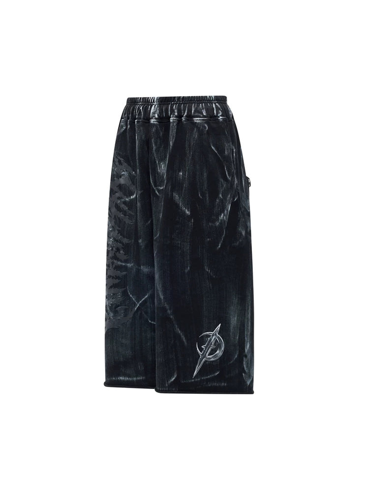 PINKSPINK ELECTRIC MOON coated cropped wide-leg pants — black solo product view