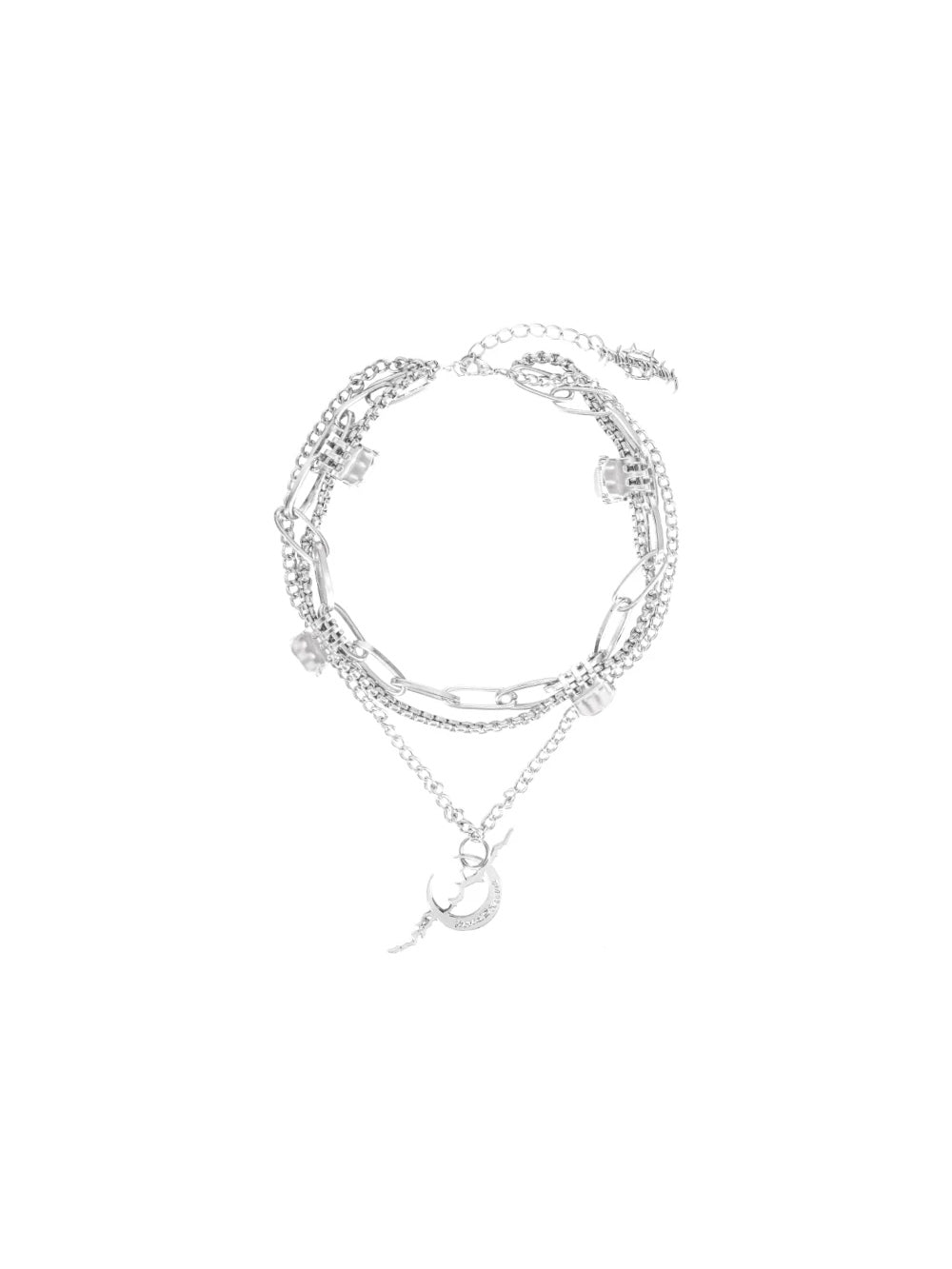 PINKSPINK ELECTRIC MOON layered alloy necklace — silver solo product view