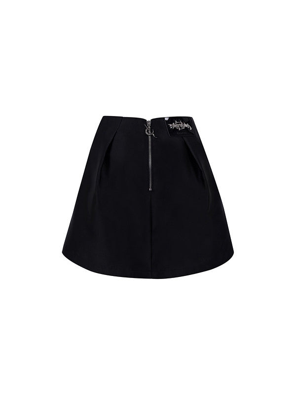 PINKSPINK GARFIELD graphic mini skirt — black back garment-only view