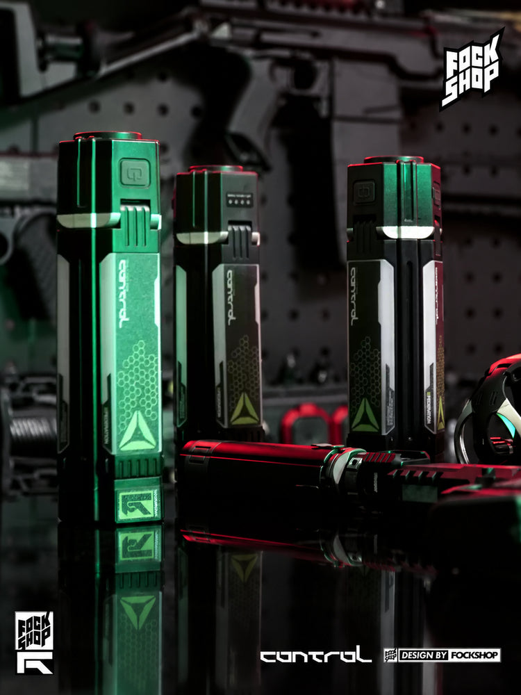 FOCKSHOP QIYU folding rechargeable light prop — unlit upright lights showing the side panels and battery indicator