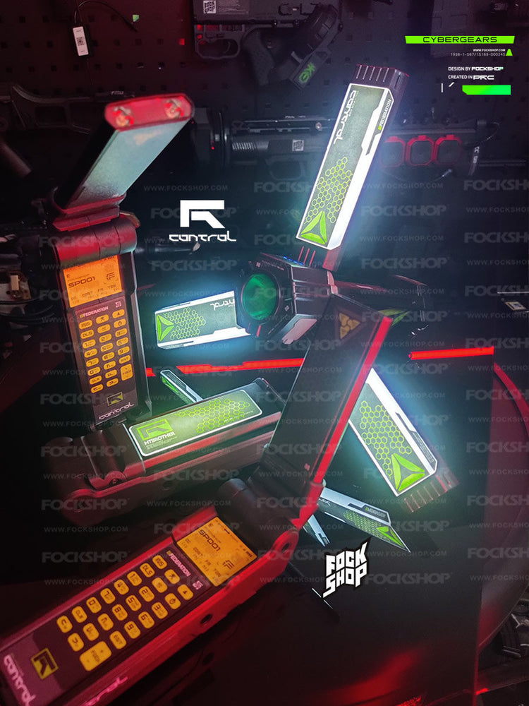 FOCKSHOP QIYU folding rechargeable light prop — alternative folding-panel arrangement with the lens facing forward
