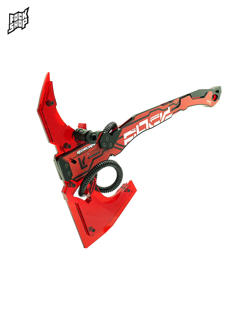 FOCKSHOP SHANHAI illuminated axe prop — red graphic full prop showing painted handle panels
