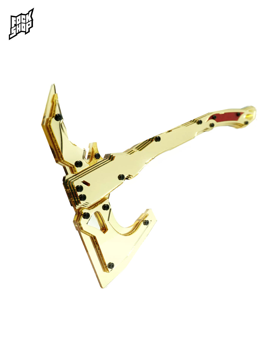 FOCKSHOP SHANHAI illuminated axe prop — mirror-gold full prop on a clean white background