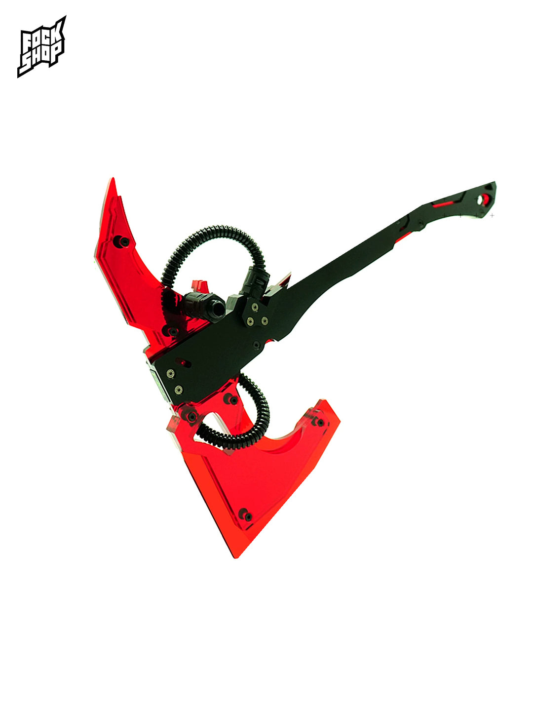 FOCKSHOP SHANHAI illuminated axe prop — plain red full prop with black handle and looped hose