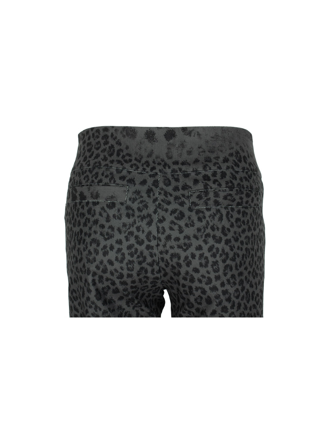 4RE1GN PANTHER crest-print corduroy flare pants in gray black — back waist detail showing the welt pockets