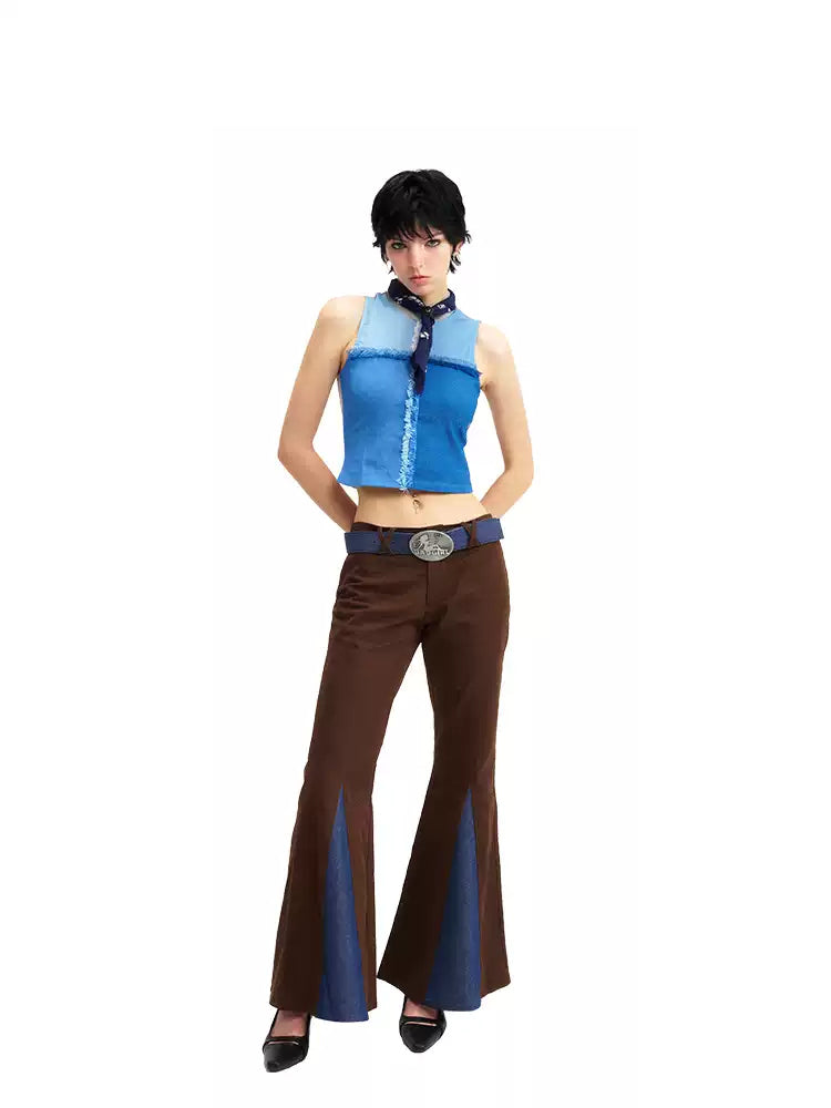 NEXT PASSPORT mesh-panel vest in sea salt blue, styled front view