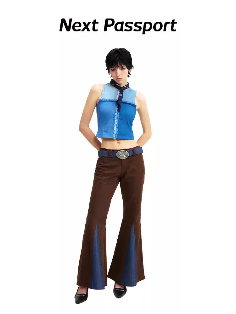 NEXT PASSPORT mesh-panel vest in sea salt blue, styled front view