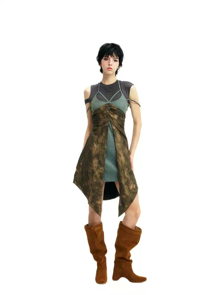 NEXT PASSPORT layered-waist camisole dress — alternate front full-length view.