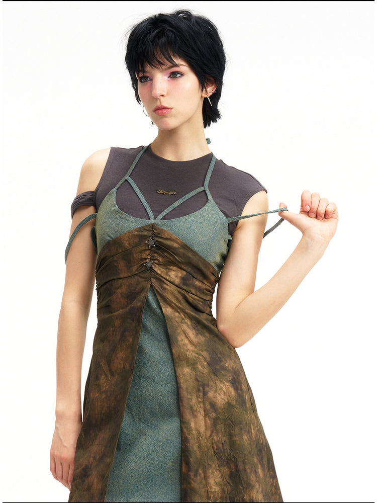 NEXT PASSPORT layered-waist camisole dress — gathered bodice and strap detail.