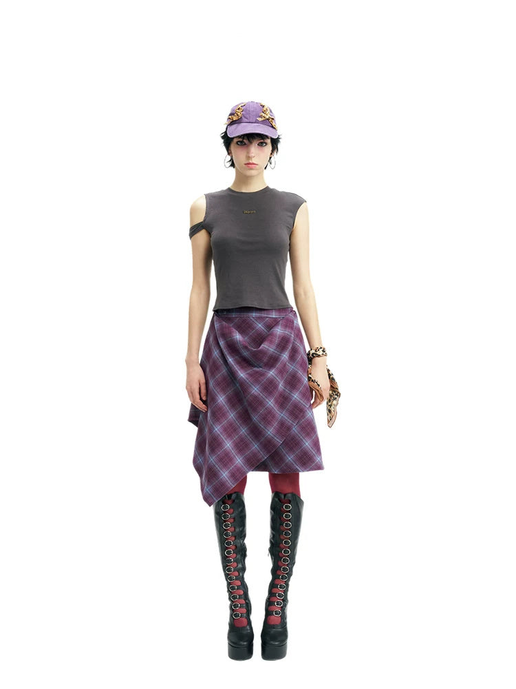 NEXT PASSPORT asymmetric cutout-shoulder sleeveless tee front