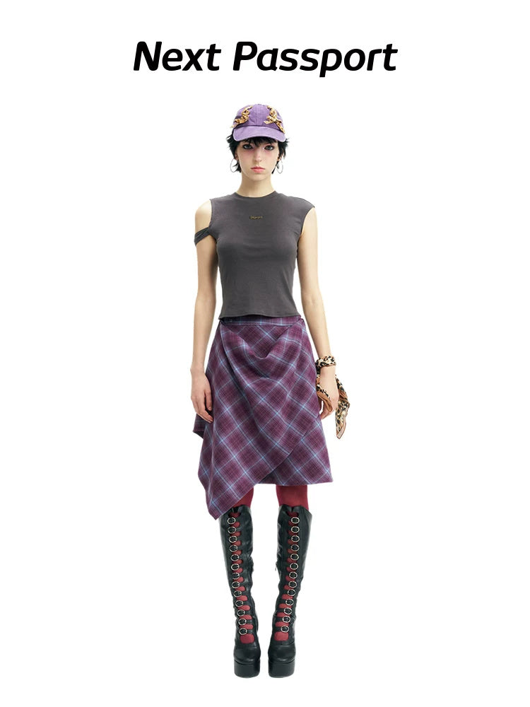 NEXT PASSPORT asymmetric cutout-shoulder sleeveless tee front