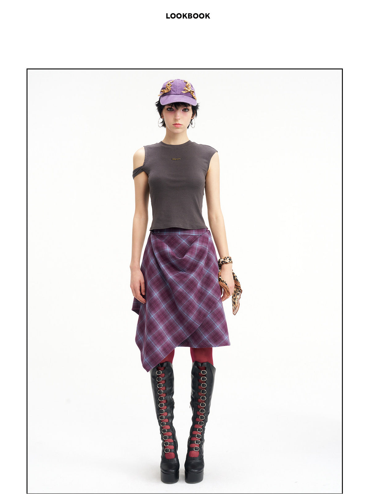 NEXT PASSPORT asymmetric cutout-shoulder sleeveless tee full front look