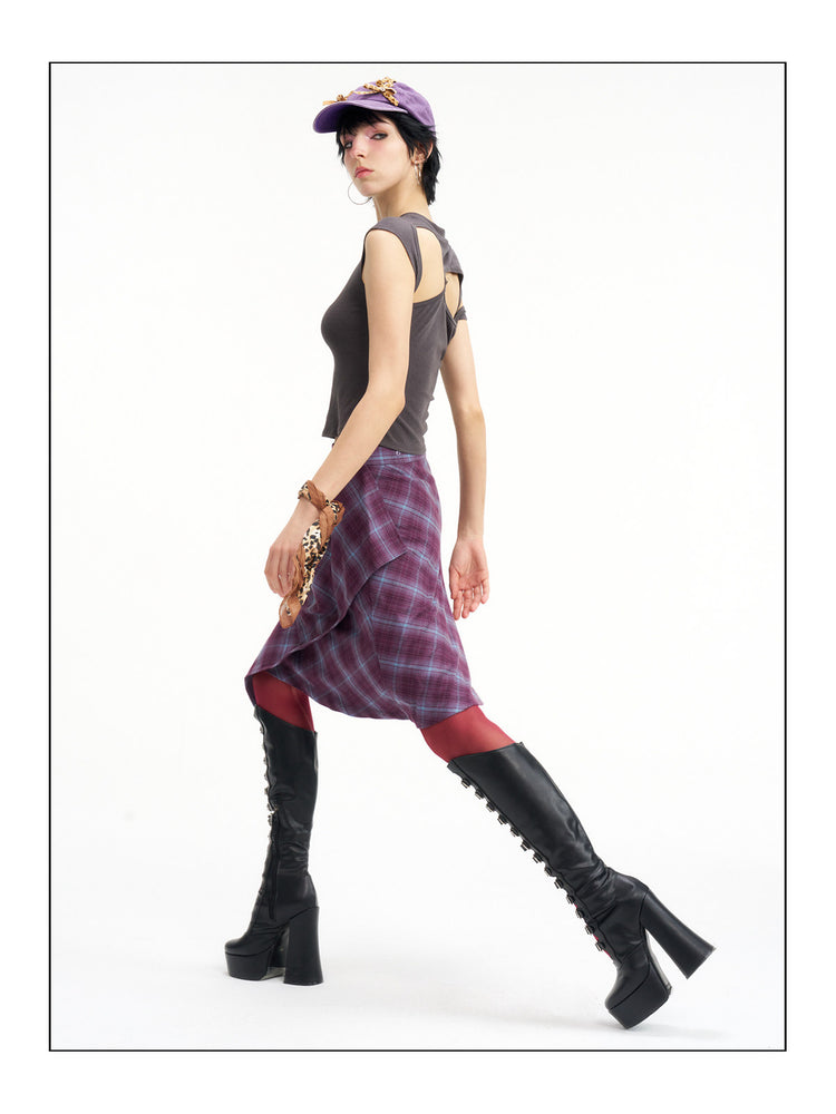NEXT PASSPORT asymmetric cutout-shoulder sleeveless tee side view