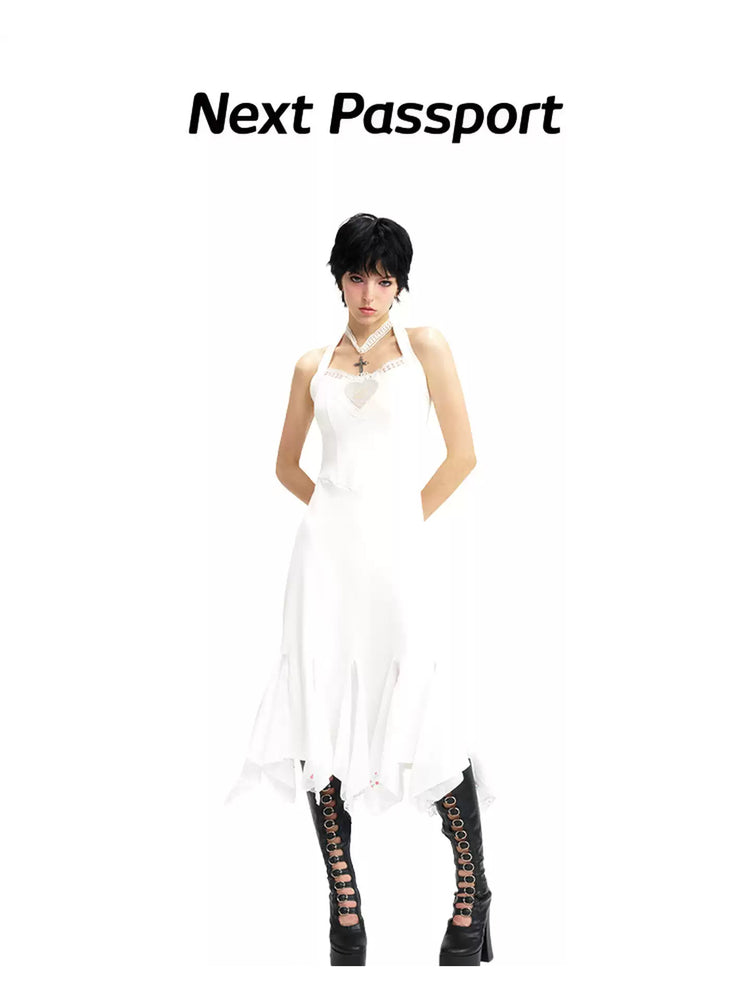 NEXT PASSPORT swan-embroidered lace ballet dress in ivory — long halter-length marketplace hero view.