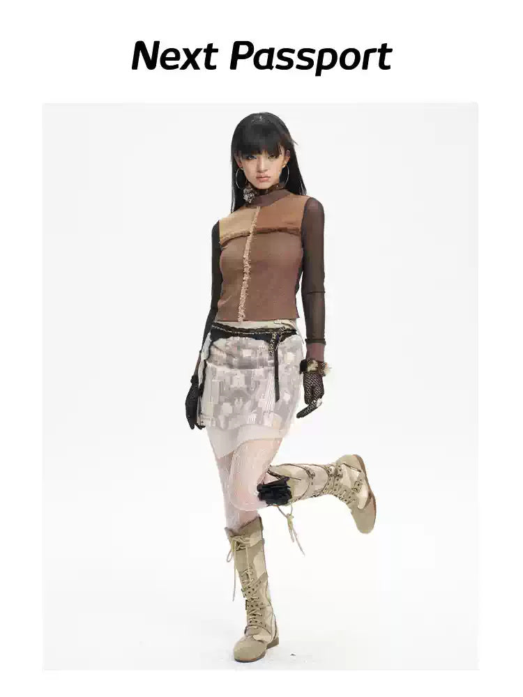 NEXT PASSPORT HAZY CITY mesh double-waist mini skirt — image 2