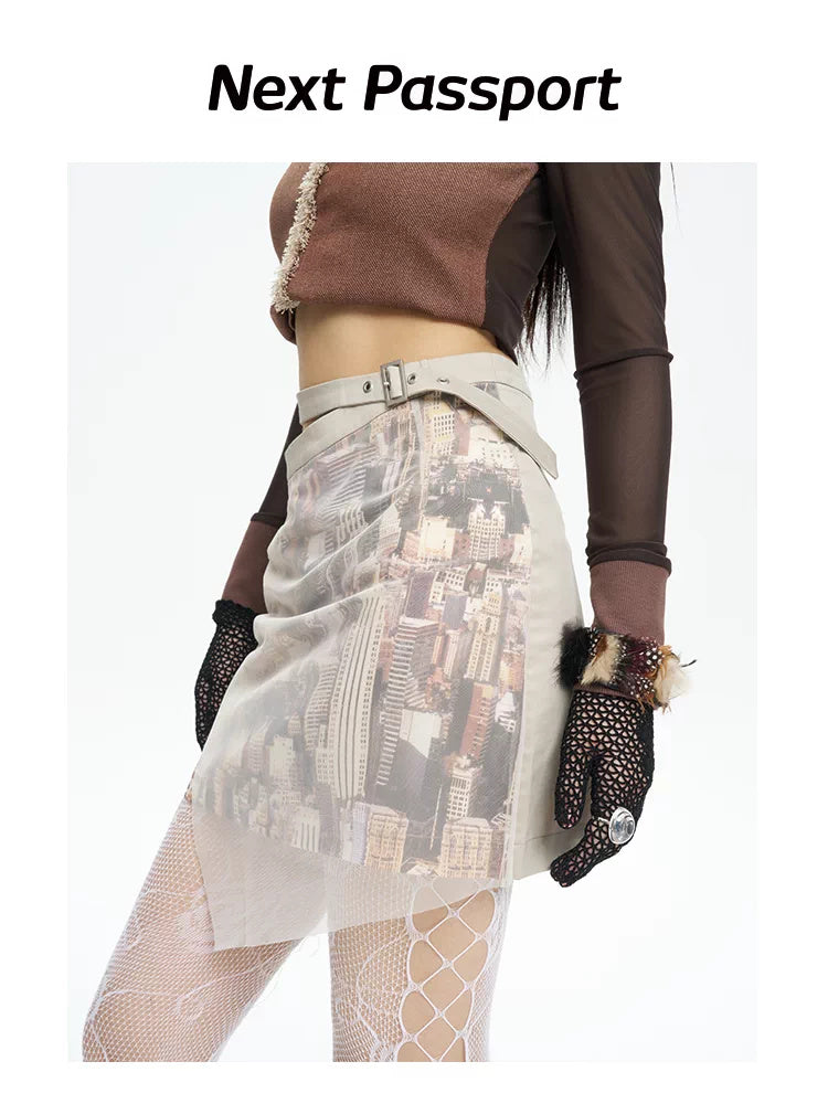 NEXT PASSPORT HAZY CITY mesh double-waist mini skirt — image 4