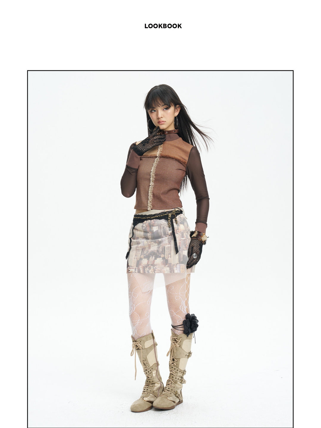 NEXT PASSPORT HAZY CITY mesh double-waist mini skirt — image 5