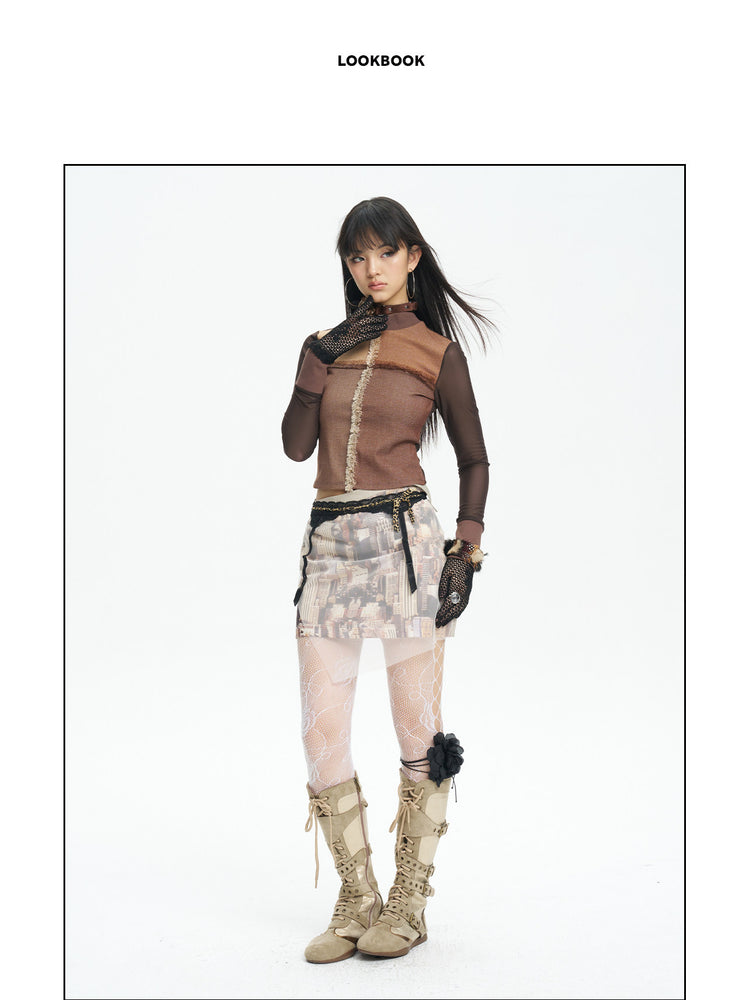 NEXT PASSPORT HAZY CITY mesh double-waist mini skirt — image 5