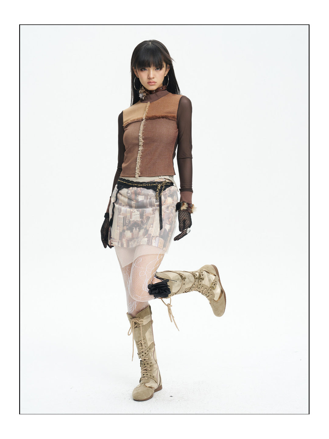 NEXT PASSPORT HAZY CITY mesh double-waist mini skirt — image 6