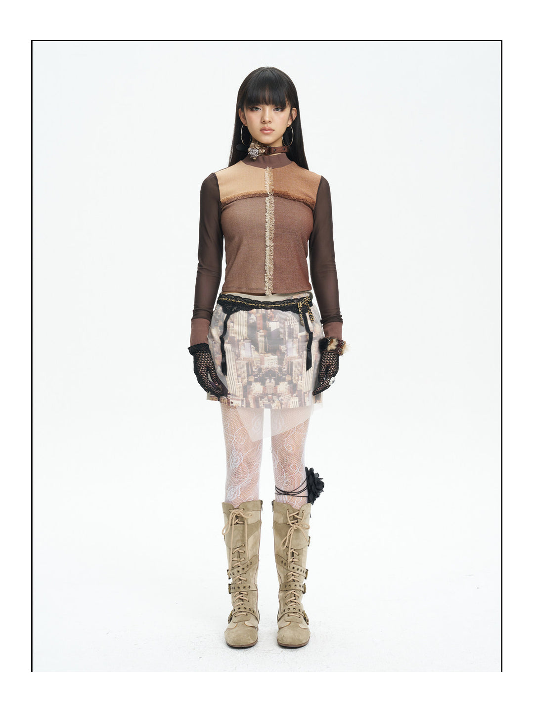 NEXT PASSPORT HAZY CITY mesh double-waist mini skirt — image 7