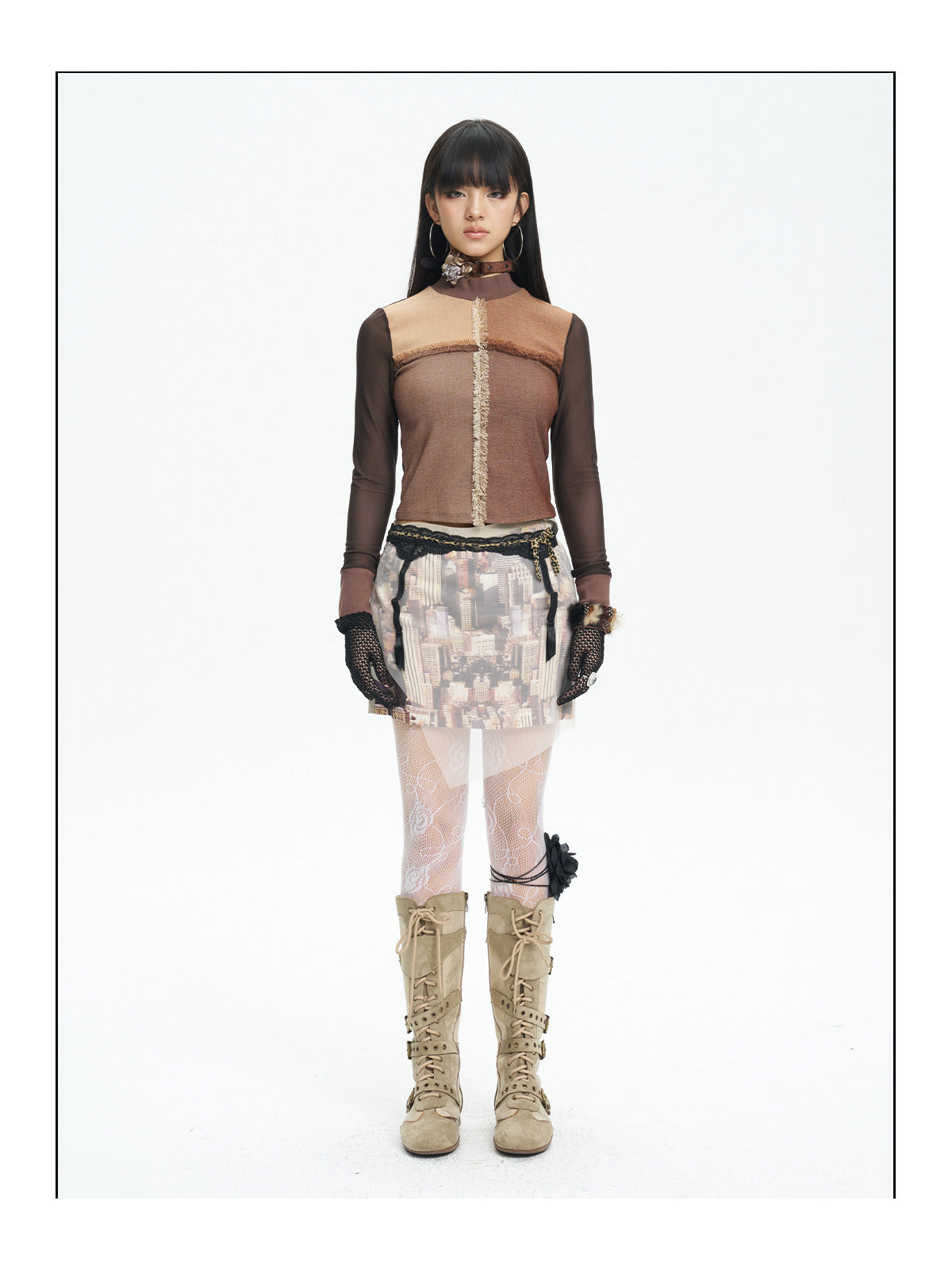 NEXT PASSPORT HAZY CITY mesh double-waist mini skirt — image 7