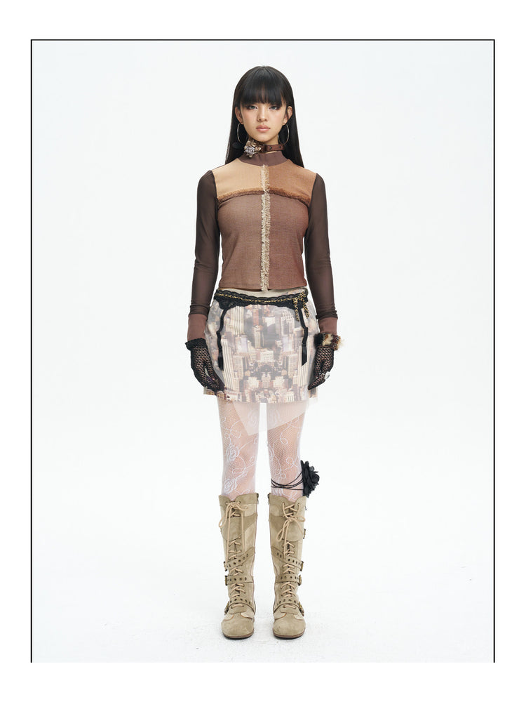 NEXT PASSPORT HAZY CITY mesh double-waist mini skirt — image 7