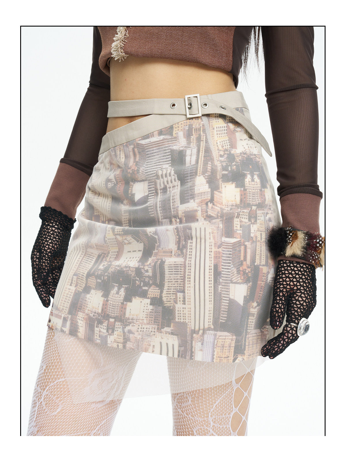 NEXT PASSPORT HAZY CITY mesh double-waist mini skirt — image 8