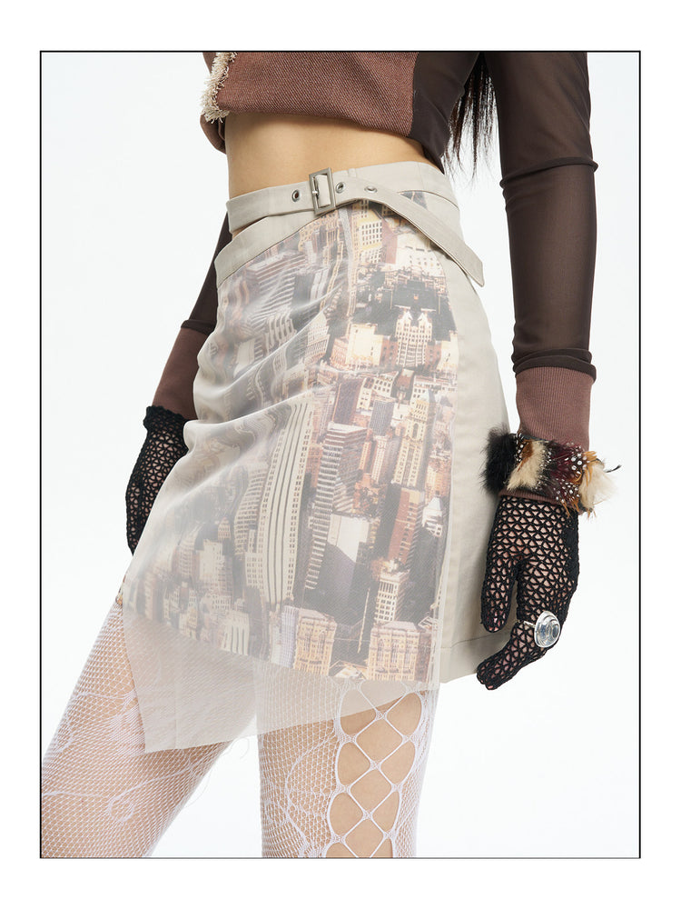 NEXT PASSPORT HAZY CITY mesh double-waist mini skirt — image 9