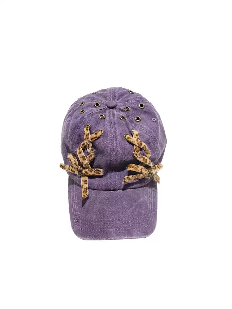NEXT PASSPORT purple leopard lace-up baseball cap solo product view