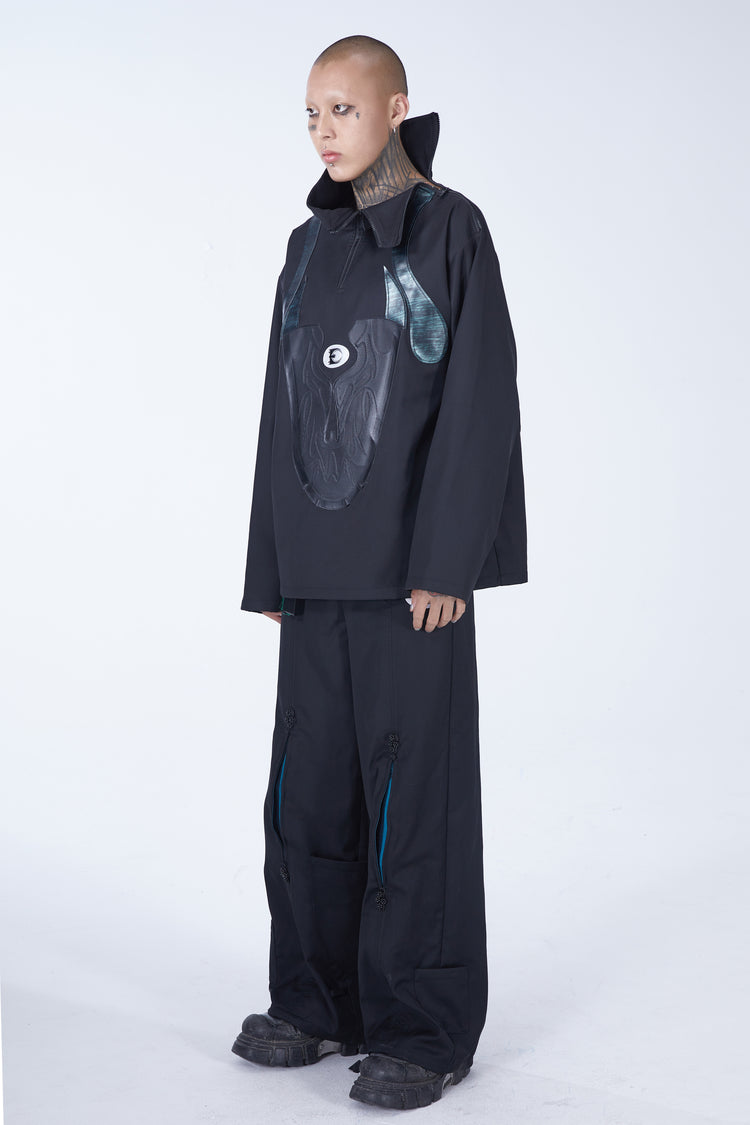 EMBRYO SHOE COLLAR asymmetrical sweatshirt — alternate modeled angle