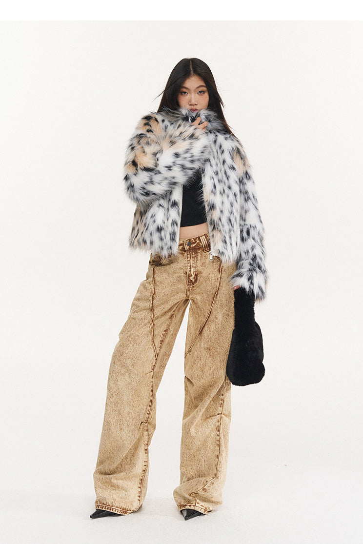 NAWS WILD LEOPARD faux-fur jacket — alternate angle showing the shape and finish
