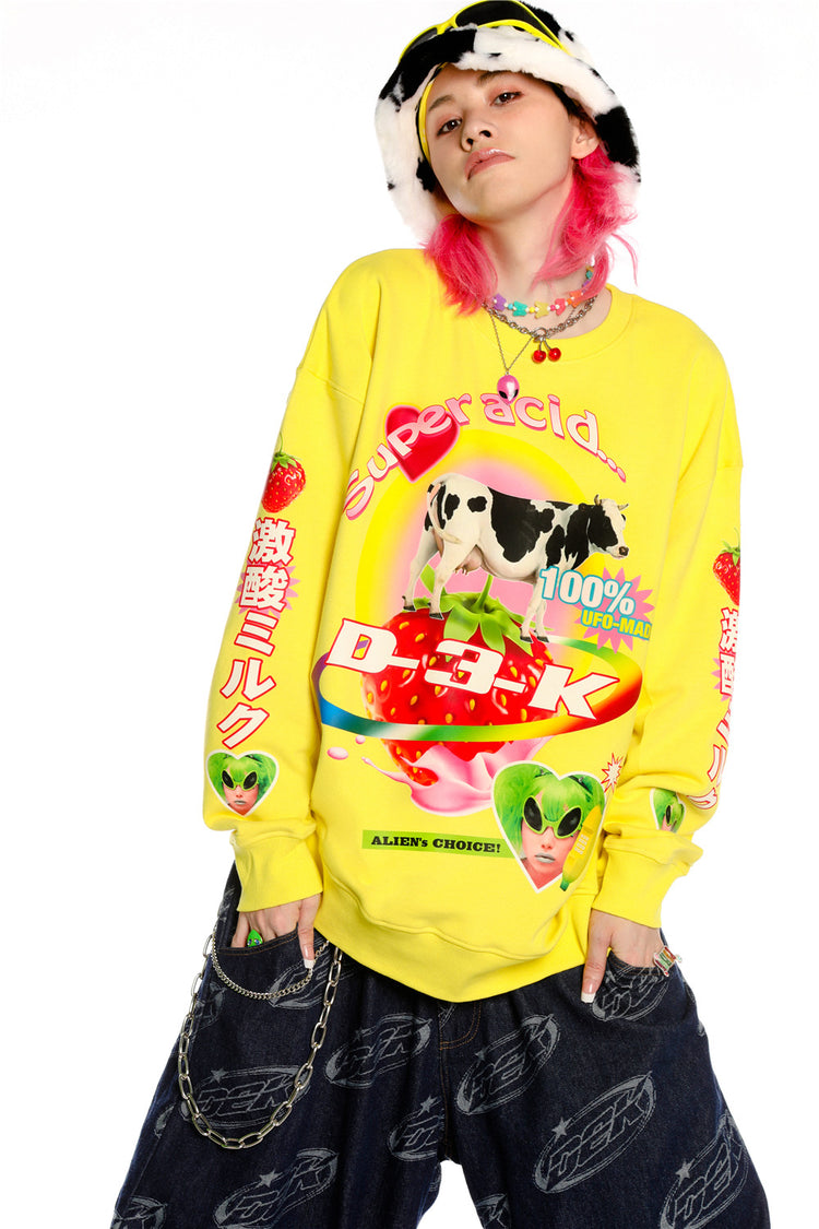 DEADENDKIDS LEMON RIOT cotton sweatshirt — material and print detail