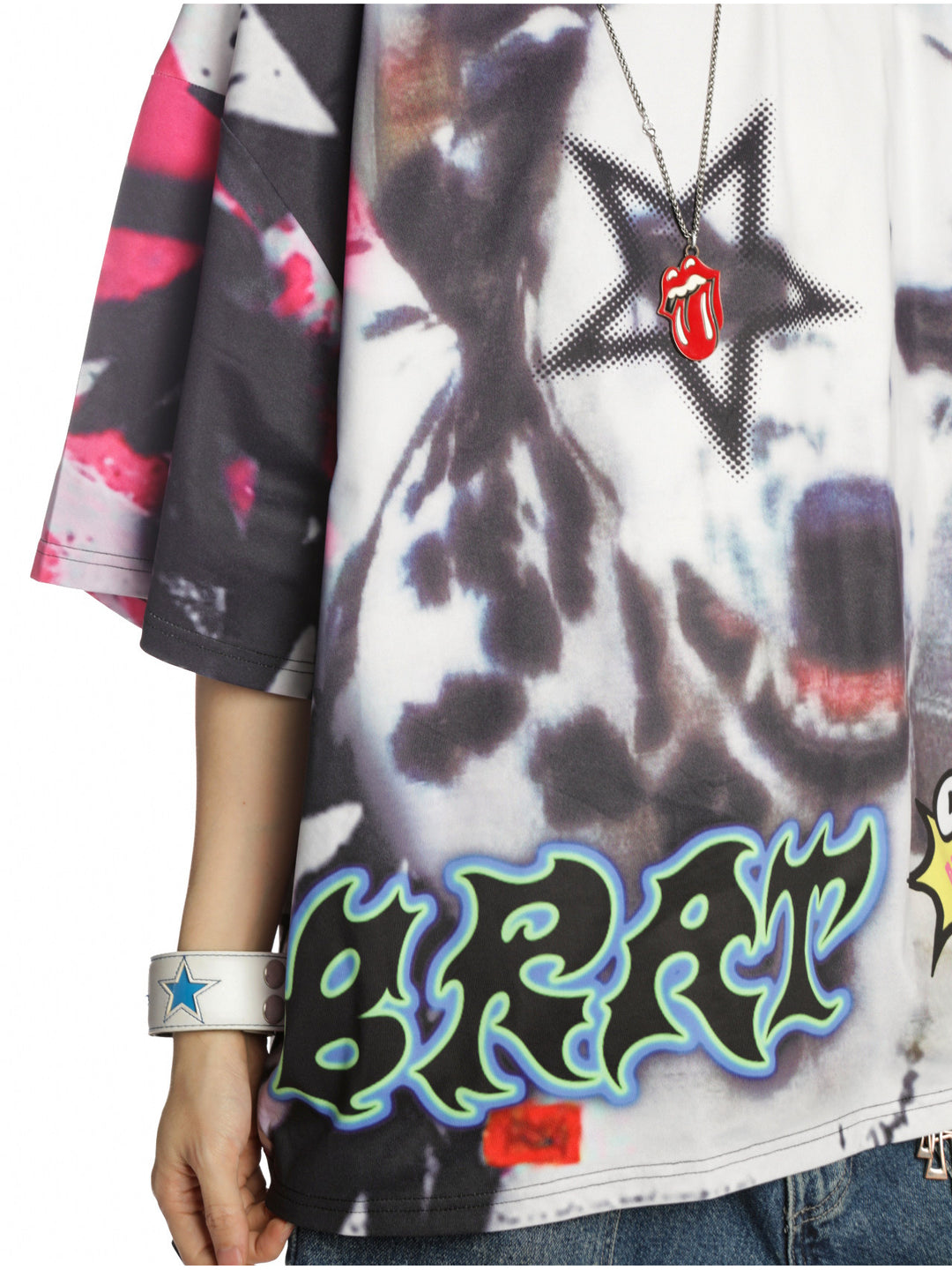 DEADENDKIDS BEAST RIOT oversized graphic tee — garment-only view