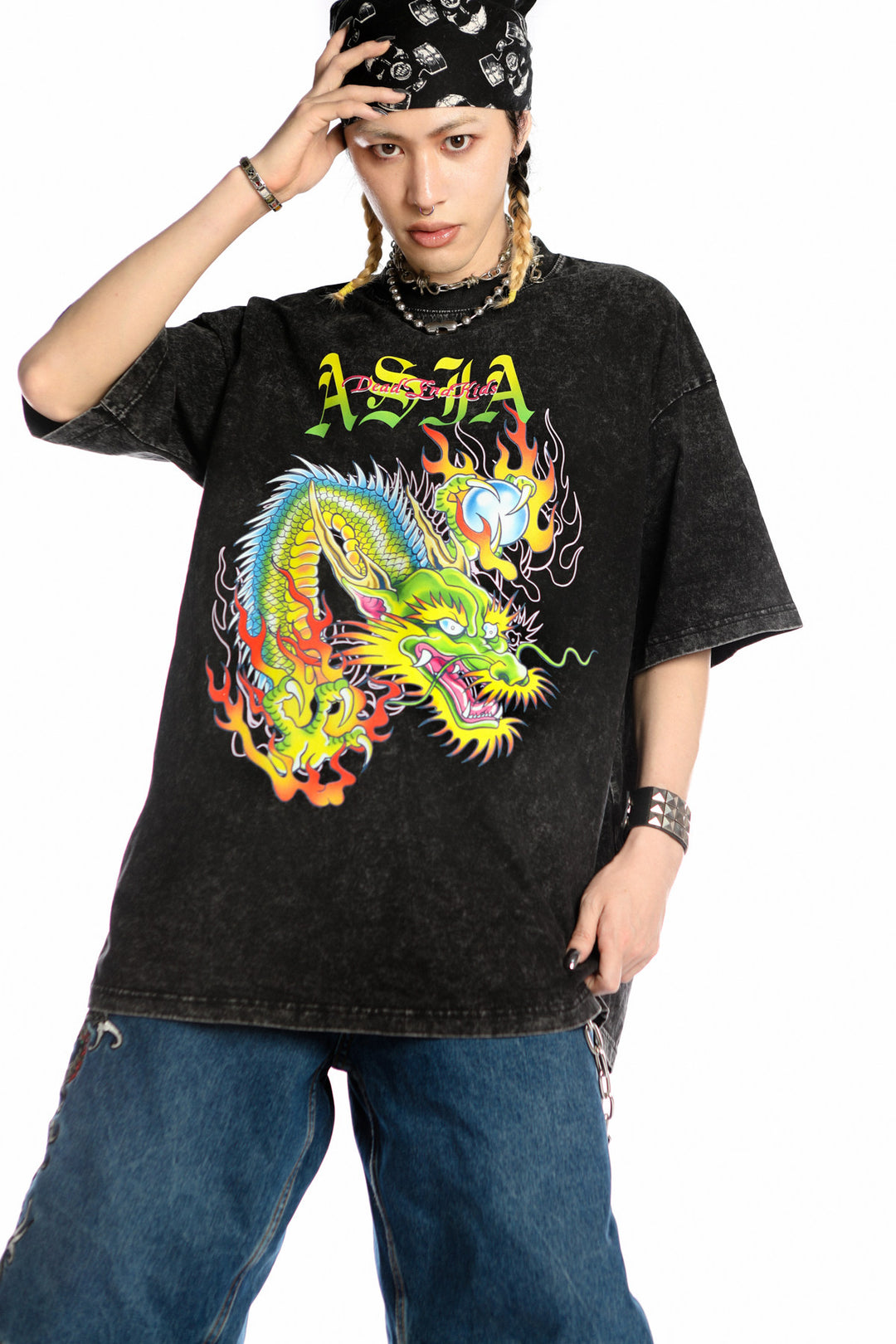 DEADENDKIDS ASIA DRAGON washed graphic tee — garment-only view