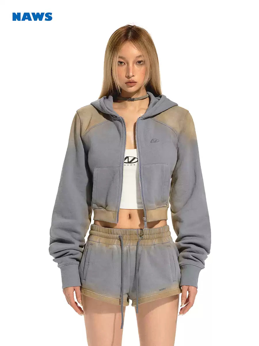 NAWS ROYAL BLUE MUD-DYED ZIP HOODIE JACKET